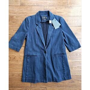 Lysse Indigo Stretch Denim Jean Blazer Women's Size L NWT Career Chic Casual